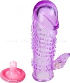 Насадка на фаллос с вибрацией и коготком для стимуляции клитора (цвет-фиолетовый) - он лайн секс шоп 