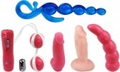 Набор: виброяйцо, вагин. шарики, анальн. стимул, фаллоимитаторы 23 см - магазин для взрослых игр 
